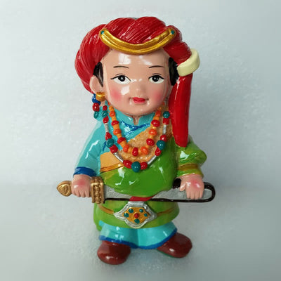 Buddha Stones Hand Painted Tibetan Figures Creative Home Office Car Decoration Ornament Desk Decoration BS 11cm Tibetan Green Boy