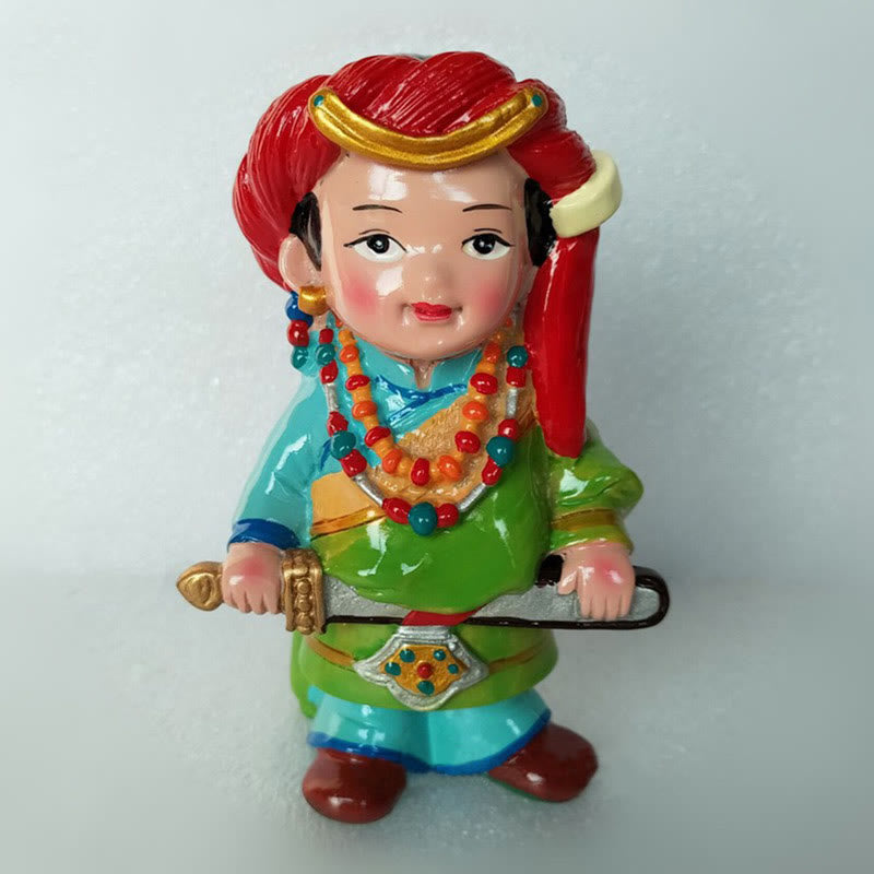 Buddha Stones Hand Painted Tibetan Figures Creative Home Office Car Decoration Ornament Desk Decoration BS 11cm Tibetan Green Boy