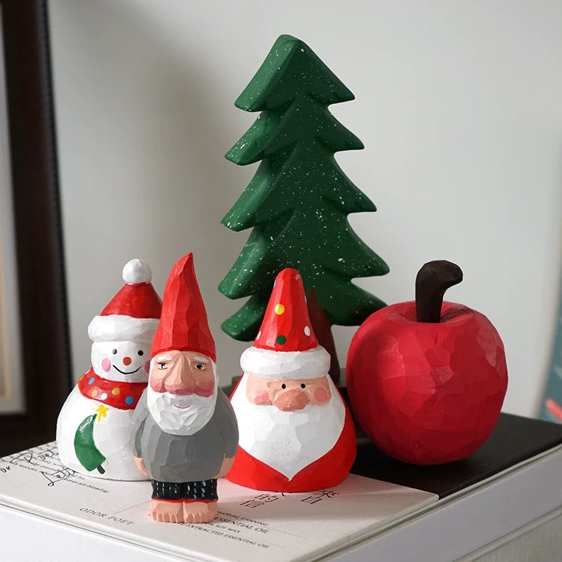 Adornos de Navidad de Madera Maciza Tallados a Mano