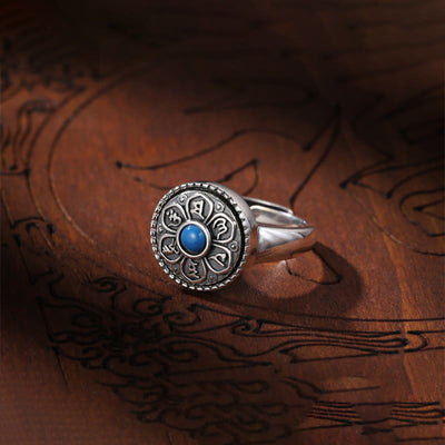 Buddha Stones Tibetan Om Mani Padme Hum Peace Rotatable Ring Ring BS 10