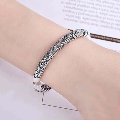 Buddha Stones Dragon Auspicious Clouds Luck Protection Bracelet Adjustable Bangle Bracelet Bangle BS 2