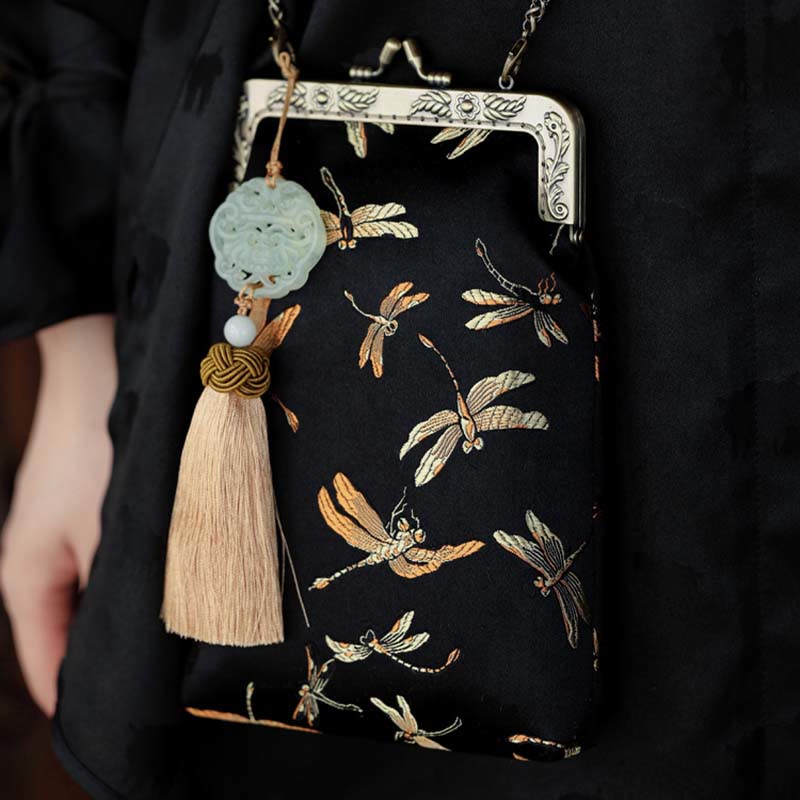 Buddha Stones Small Dragonfly Metal Chain Crossbody Bag Shoulder Bag Cellphone Bag Crossbody Bag BS 6