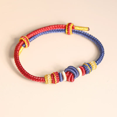 Buddha Stones Two-Color Rope Handcrafted Eight Thread Peace Knot Luck Connection Bracelet Bracelet BS 1