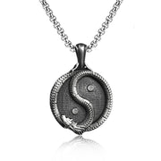 Foviel Pure Tin Yin Yang Dragon Luck Strength Necklace Pendant