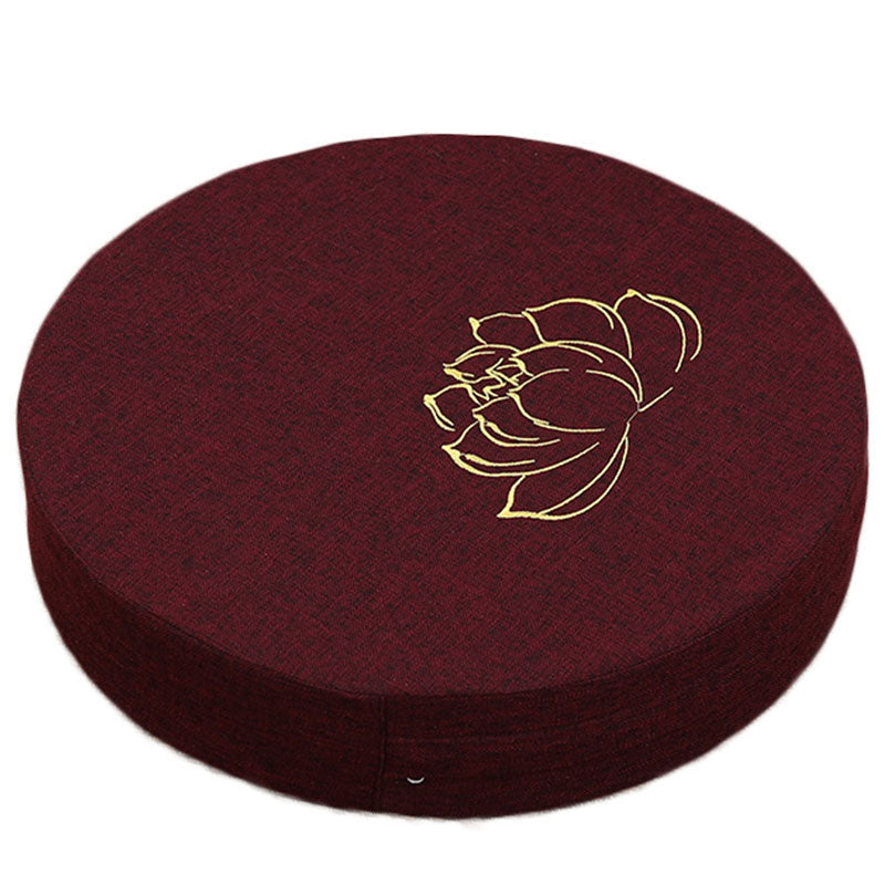 Buddha Stones Lotus Embroidery Cotton Linen Meditation Seat Cushion Decorations BS 19
