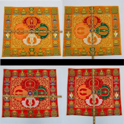 Buddha Stones Flower Endless Knot Prayer Altar Mat Healing Meditation 8 Auspicious Symbols Mat Table Runner Prayer Altar BS 13