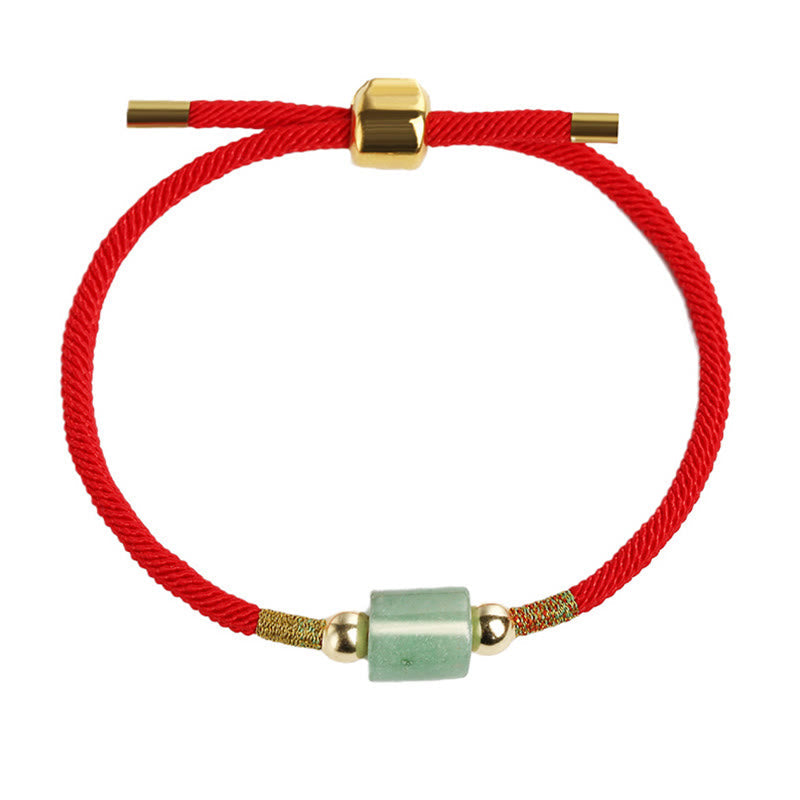Buddha Stones Tibet Handmade Green Aventurine Red Stone Malachite Luck Protection Braided Rope Bracelet Bracelet BS 6