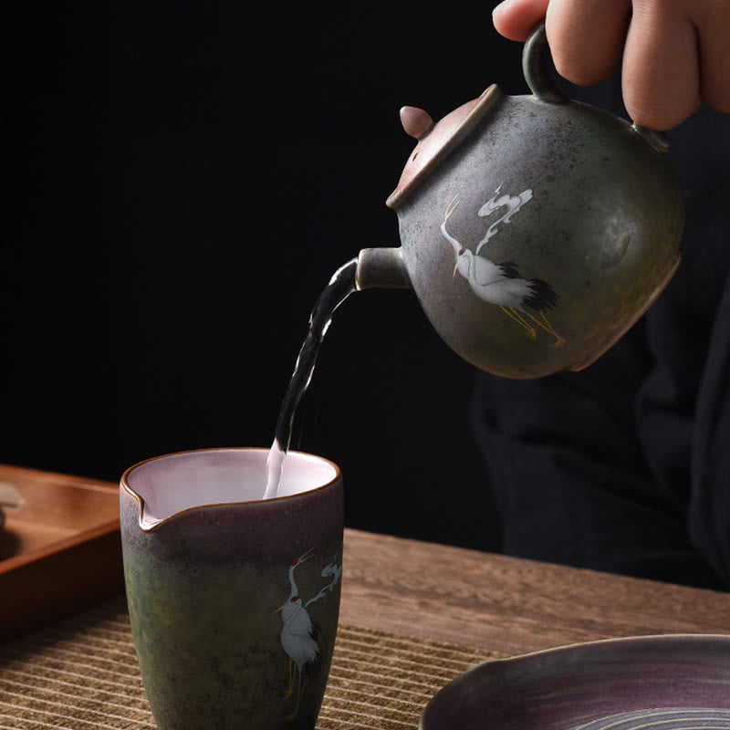 Buddha Stones White Crane Cloud Chinese Gongfu Tea Ceramic Kung Fu Teapot Teapot BS 15