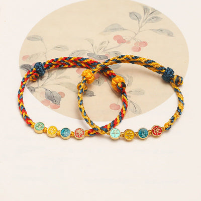 Buddha Stones Handmade Dunhuang Color Thread Peace And Joy Protection Braid String Bracelet Bracelet BS 10