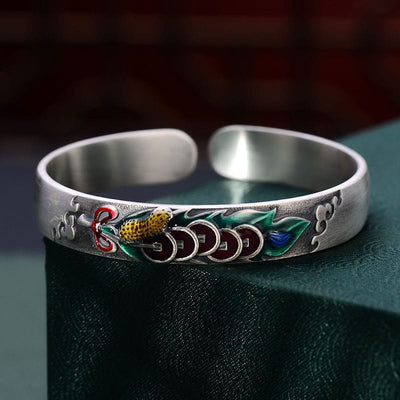 Buddha Stones Feng Shui Five Emperor Coins Peanut Wealth Bracelet Bangle Bracelet Bangle BS 1