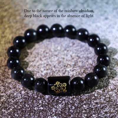 Bracelet de transformation positive en obsidienne arc-en-ciel naturelle Foviel