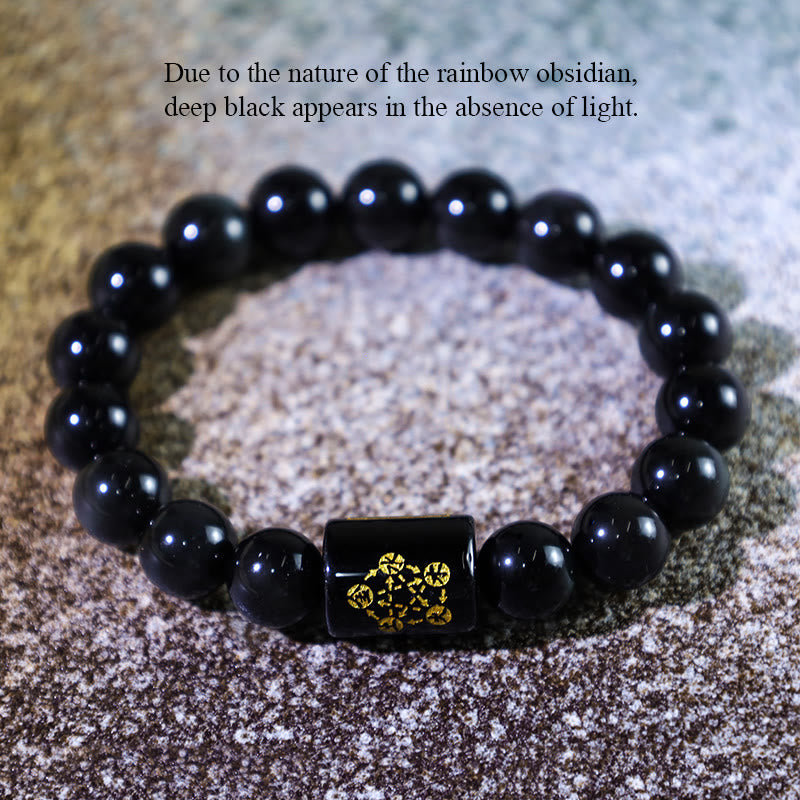 Bracelet de transformation positive en obsidienne arc-en-ciel naturelle Foviel