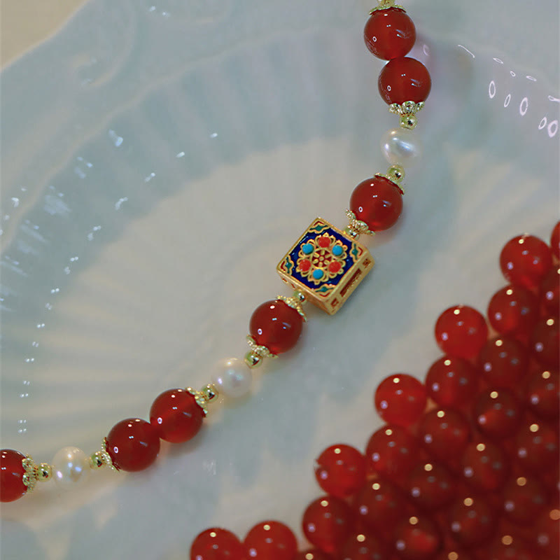 Buddha Stones Red Agate Pearl Confidence Self-acceptance Bracelet Bracelet BS 3