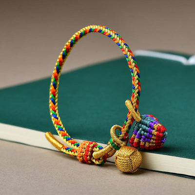 Buddha Stones Colorful Rope Luck Handmade Zongzi Golden Ball Charm Bracelet Bracelet BS 13
