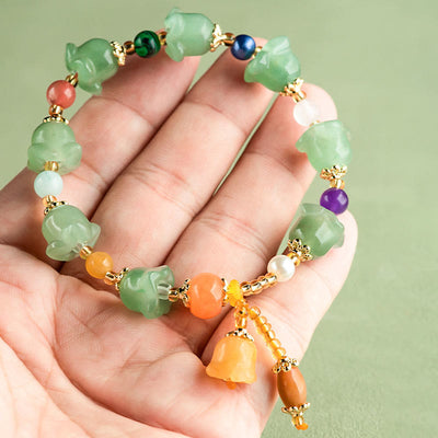 Buddha Stones Green Aventurine Magnolia Flower Luck Bracelet Bracelet BS 7