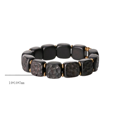 Buddha Stones Retro Ebony Wood Texture Style Copper Peace Balance Bracelet Bracelet BS 8