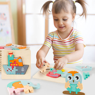 Level 2 Montessori Puzzles 6 Pack - Eco-Friendly Wooden Puzzles Set#2