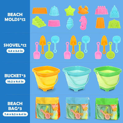 30PCS Collapsible Beach Toys Set for Kids Ages 3–10