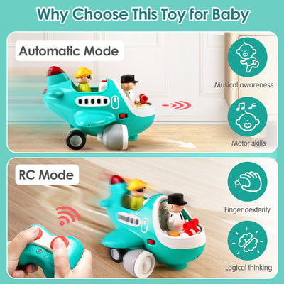 Fidtoy RC Airplane Toy with Lights and Sounds for Toddlers