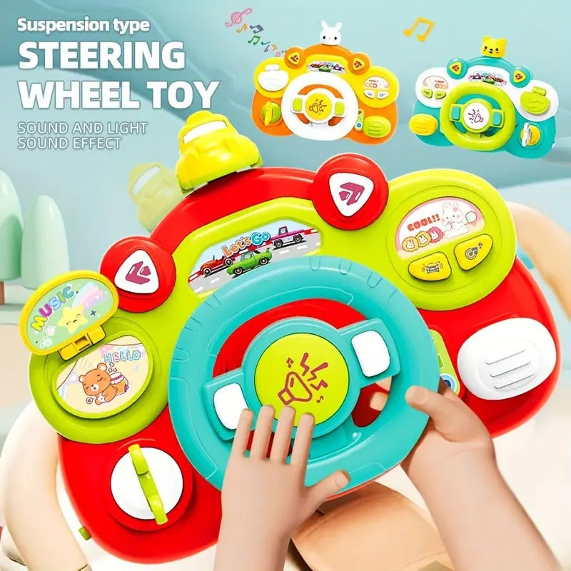 Fidtoy Multifunctional Activity Steering Wheel Toy for Toddlers Pretend Driving Lights Sounds Car Seat Play