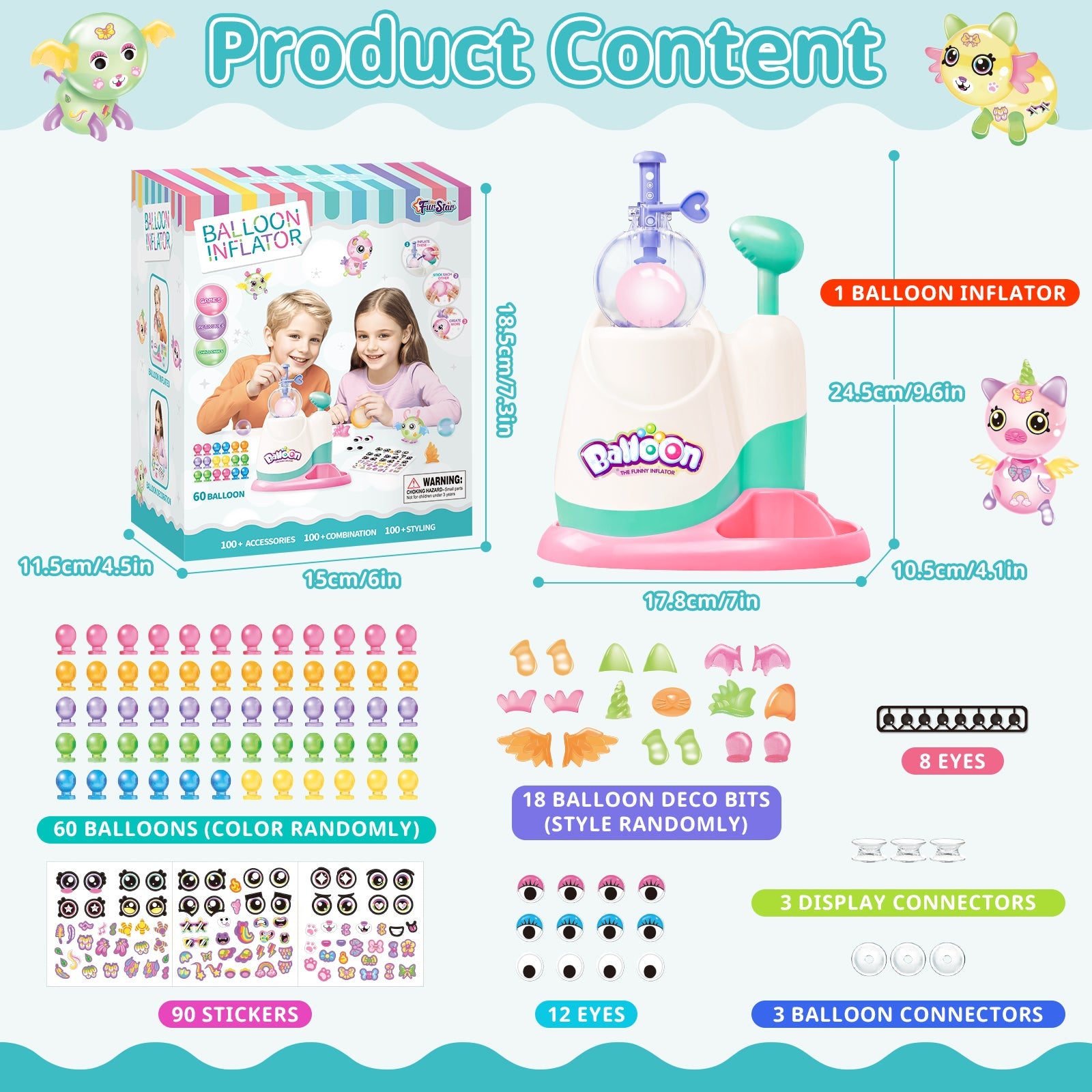 Balloon Inflate Toy Squishy Toys, Kawaii Squishies Party Favors for Kids 4-8 8-12 Glow in The Dark Squishy Pack Refills - DIY Squishy Making Kit
