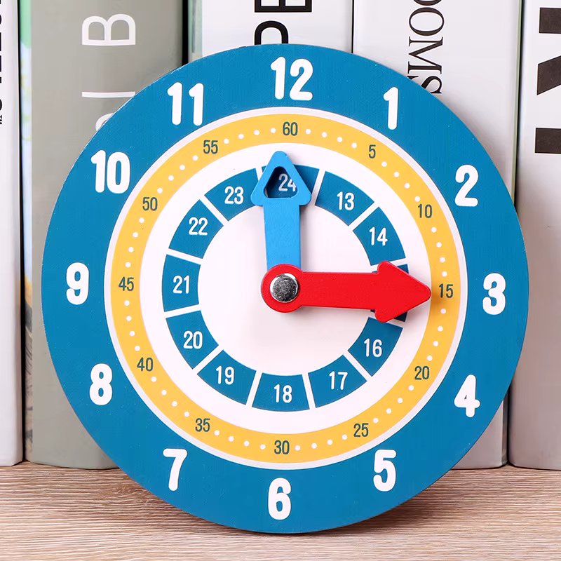 Fidtoy Wooden Montessori Double Sided Time Learning Math Clock for Kids Ages 3+
