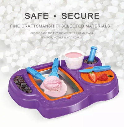 Fidtoy Kids Ice Cream Maker Toy with Freezer Tray Real Ingredients Kitchen Activity Set for Creative Dessert Play