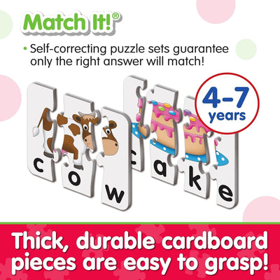 Fidtoy Self-Correcting Spelling Puzzle Cards for Kids 20 Piece Three Four Letter Word Learning Set Age 4+