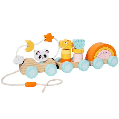 Montessori Wooden Pull-Along Train Toy for Toddlers – Educational Learning Toy