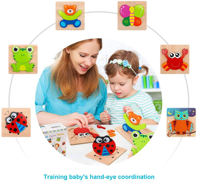 Montessori Puzzles 4 Pack - Eco-Friendly Wooden Puzzles Set#3