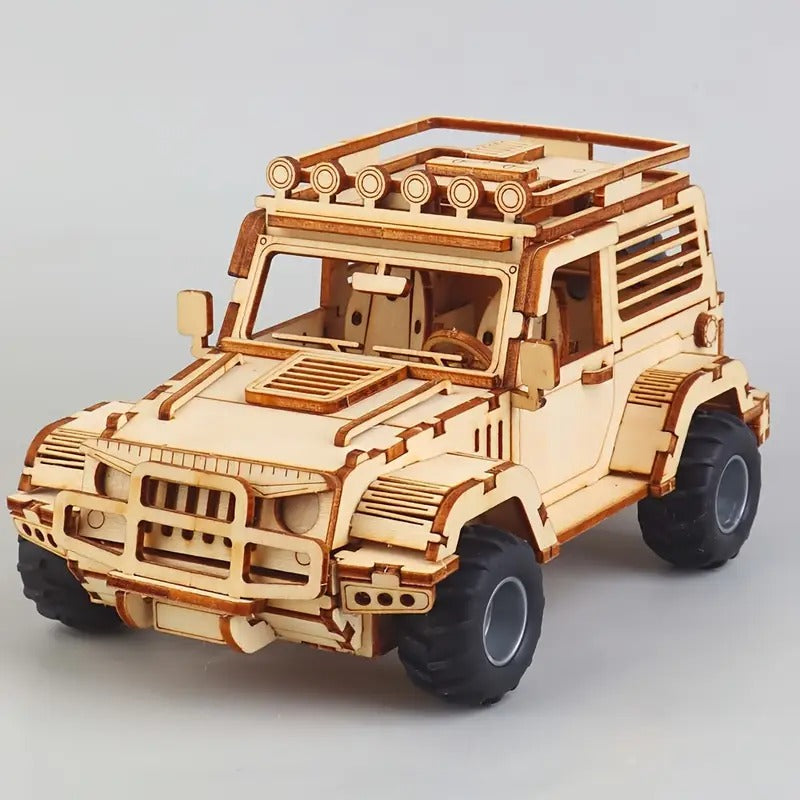 Jeep mecánico de madera 3D para armar (125 piezas) - 802