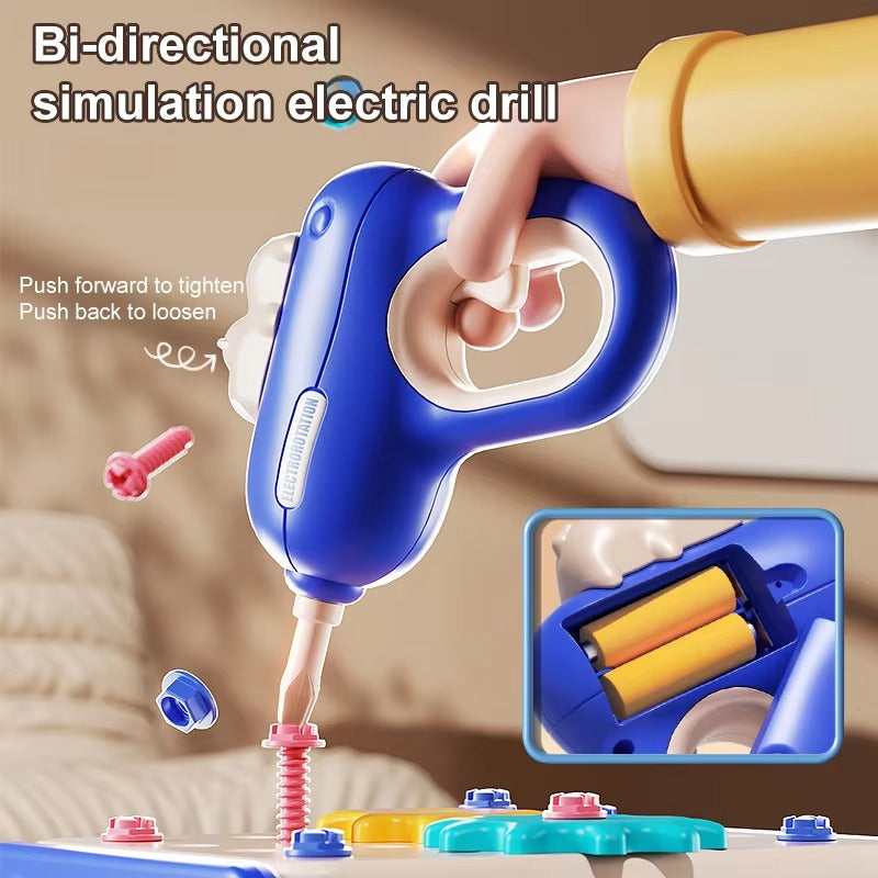 3‑in‑1 Kids Electric Drill & Screwdriver Toolbox – STEM Engineer Play Set, Educational DIY Assembly Toy