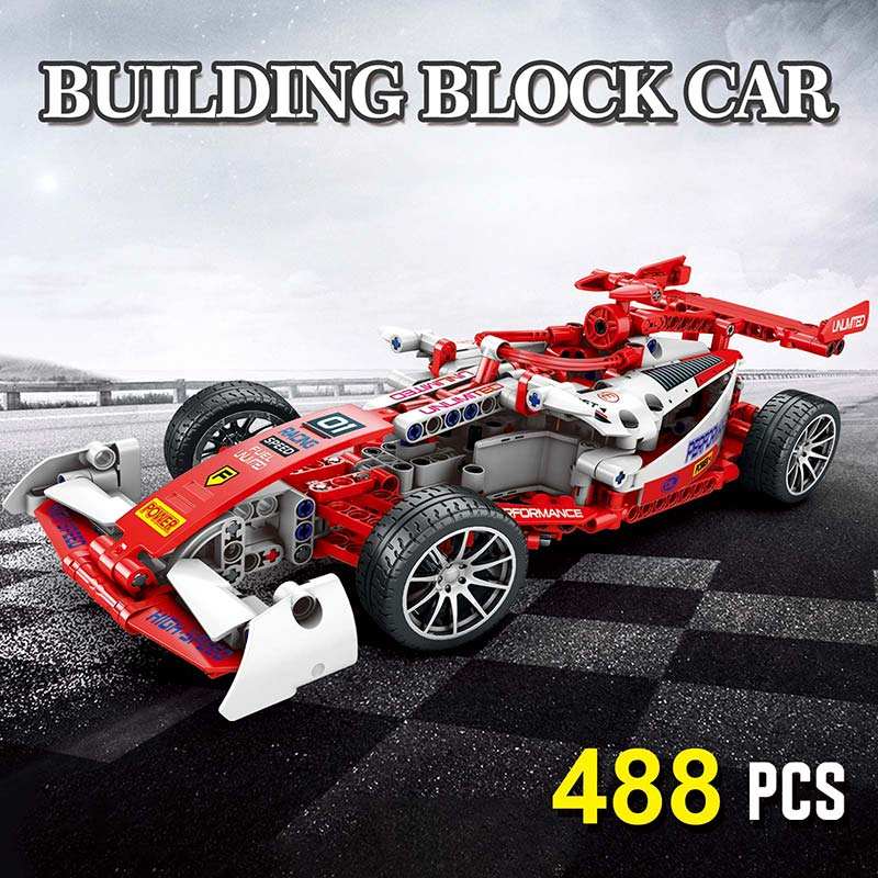 Modelo de bloques de construcción de coche de carreras de alta velocidad de 448 piezas - MB012