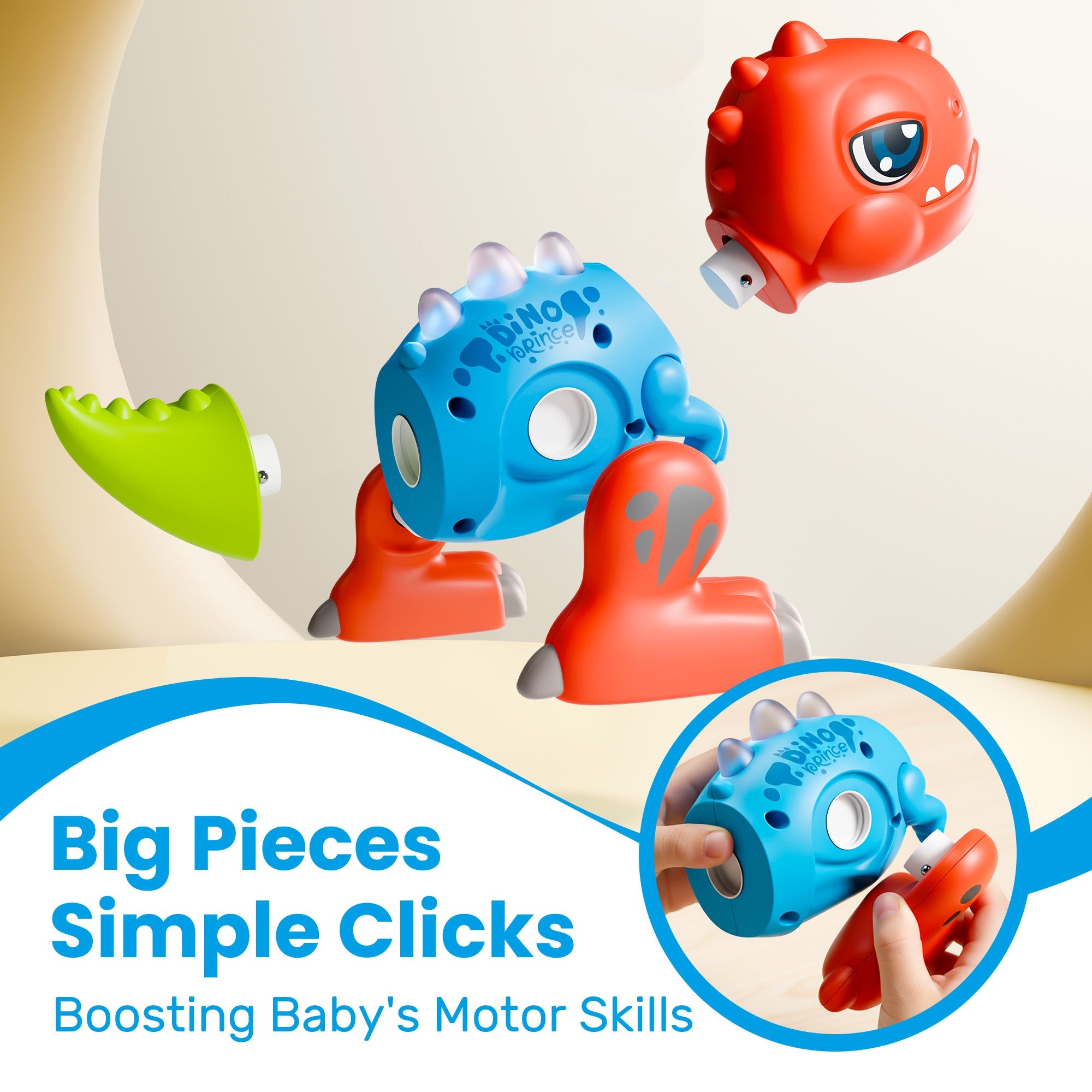 Fidtoy Dinosaur Assembly Toy Set with Lights and Sounds for Toddlers