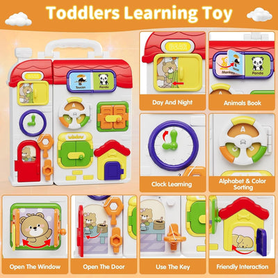 Fidtoy Montessori Sensory Musical Busy Board for Toddlers Multiple Activities Fine Motor Learning Toy Age 12M+