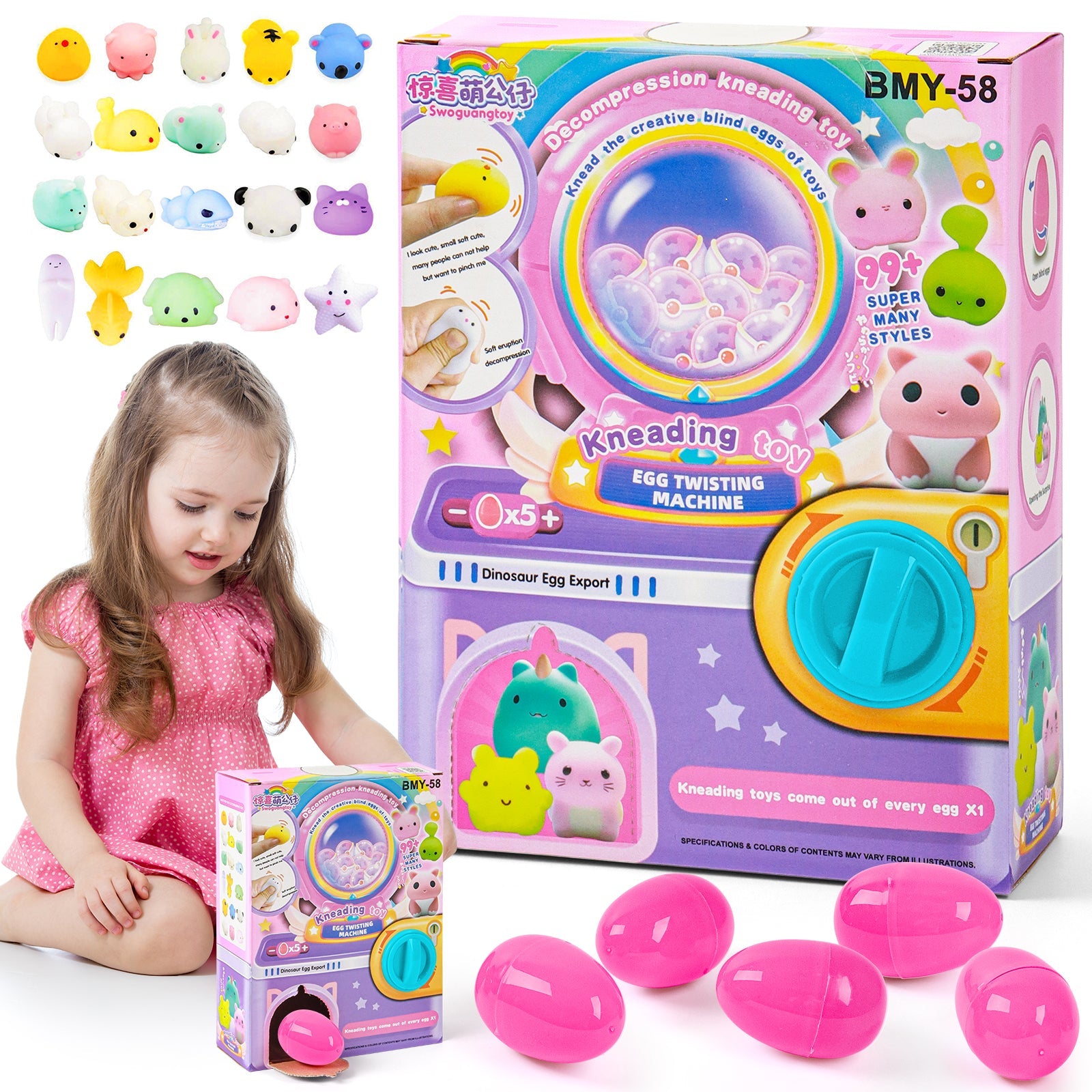 Máquina dispensadora de animales aleatorios, juguetes interactivos de giro con 5 huevos de animales aleatorios, regalo de juego creativo para niños a partir de 3 años
