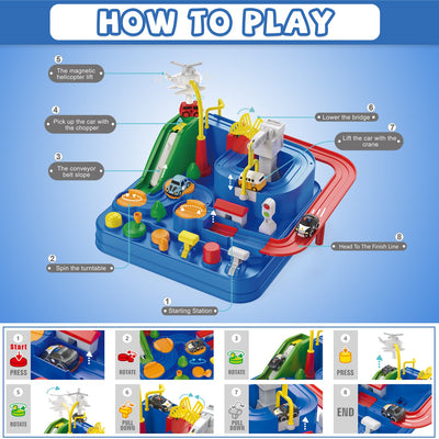 Fidtoy Piste d'Aventure pour Voitures avec 4 Mini-Voitures pour Enfants