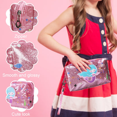 Fidtoy Kit de Maquillaje de Sirena para Niñas con Bolso y Set de Belleza
