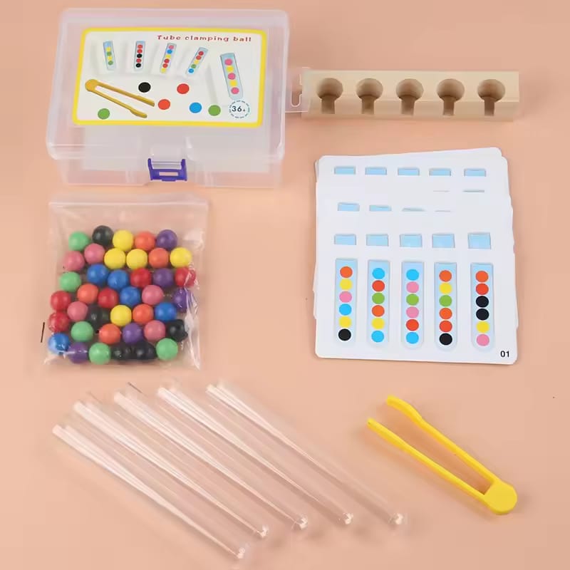 Tubo de Ensayo con Cuentas de Colores y 48 Retos de Patrones