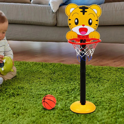 Fidtoy Kids Indoor Adjustable Basketball Hoop Playset with Tiger Base Ball Pump and Active Sports Fun
