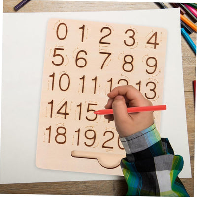 Fidtoy Montessori Double-Sided Number and Shapes Tracing Board for Kids Wooden Pre-Writing Learning Toy Age 2-6