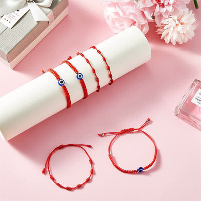 Buddha Stones 4Pcs Evil Eye Seven Knot Red String Protection Bracelet Bracelet BS 1