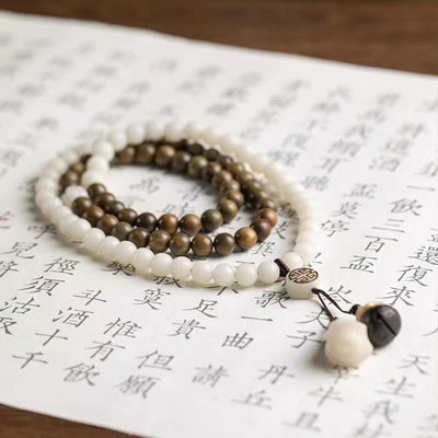 Buddha Stones Natural Green Sandalwood Bodhi Seed Soothing Bracelet Bracelet BS 4