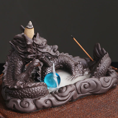 Buddha Stones Dragon Playing Ball Flower Protection Incense Burner Decoration Incense Burner BS 5