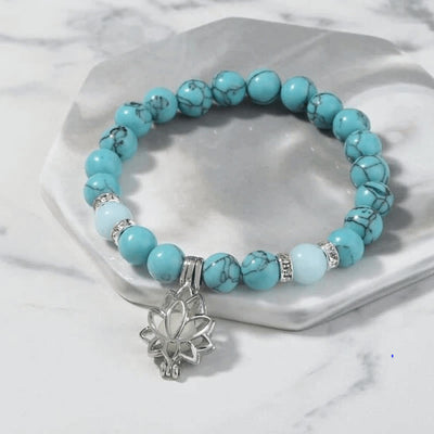 Buddha Stones Tibetan Turquoise Glowstone Luminous Bead Lotus Protection Bracelet Bracelet BS 5