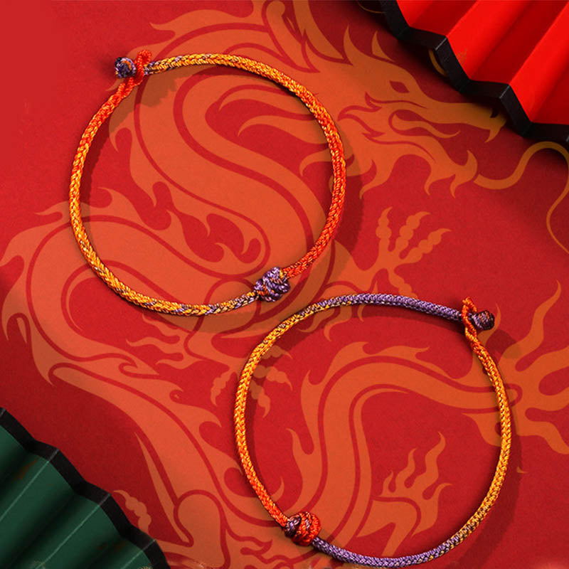 Buddha Stones Handcrafted Colorful Purple Gold Red Braid Rope Bracelet Bracelet BS main