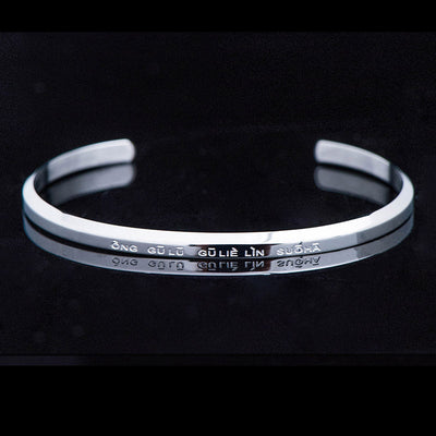 Foviel Six True Words Engraving Titanium Steel Blessing Protection Bracelet