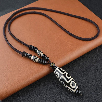 Buddha Stones Nine-Eye Dzi Bead Wealth Protection Necklace Necklaces & Pendants BS 3