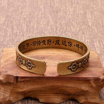 Buddhastoneshop Tibetan Sanskrit Copper Healing Bracelet Bangle