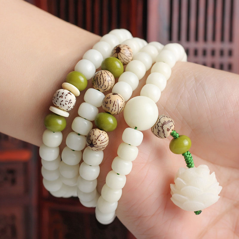 Buddha Stones "Hoping for Serenity and Mindfulness" Bodhi Lotus Mala Includes Gift Message Card - image 15